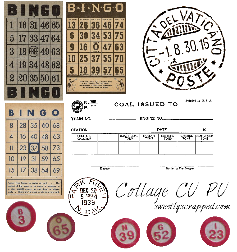 Historical Bingo Cards, Coal Ticket, and Vatican Postmark Collection
