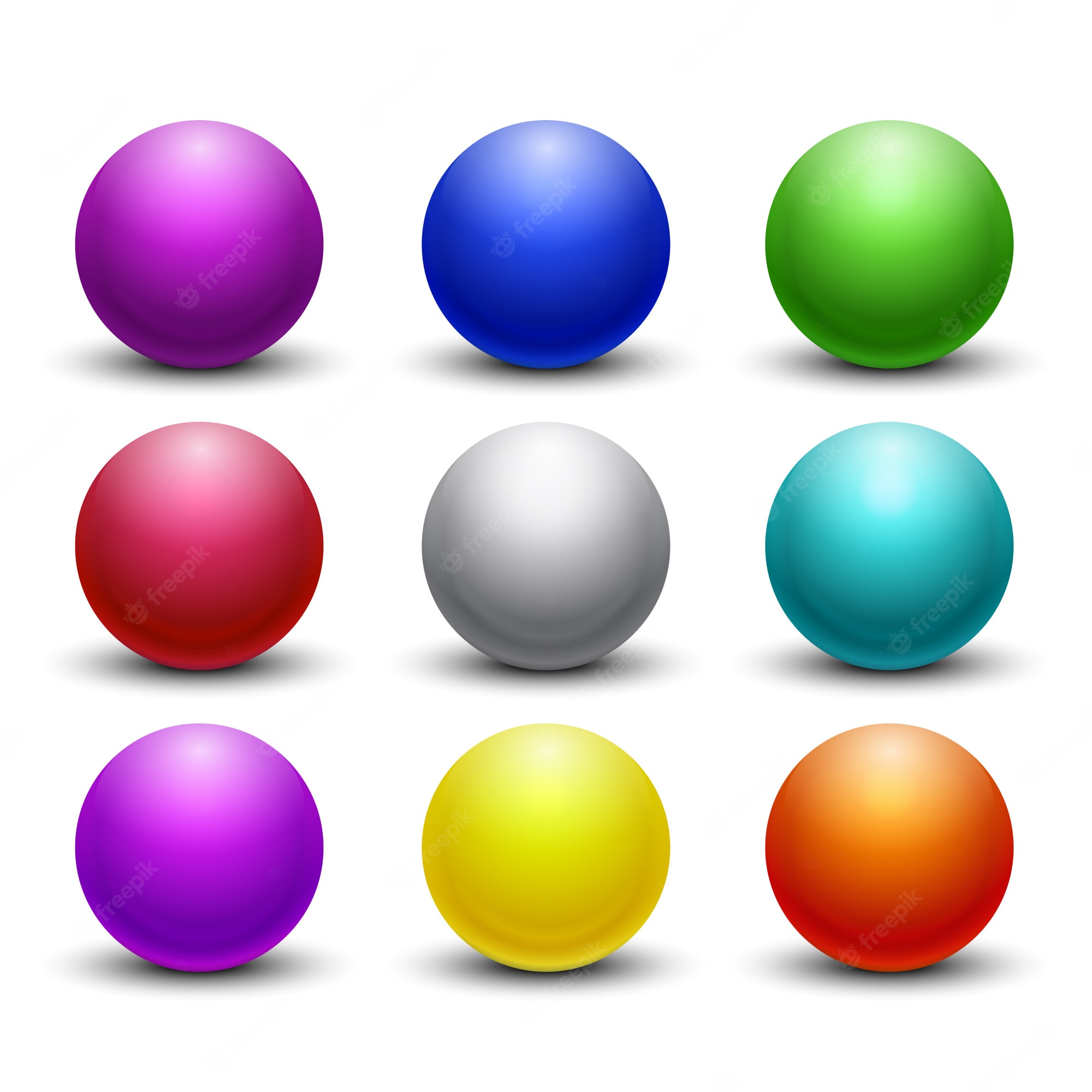 Glossy 3D Color Spheres Collection - High-Resolution Vector Illustration