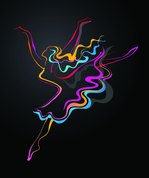 Vibrant Abstract Dance Art - Colorful Motion Silhouette