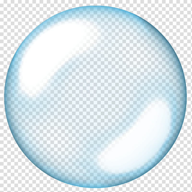 Transparent blue soap bubble with light reflections on checkered background