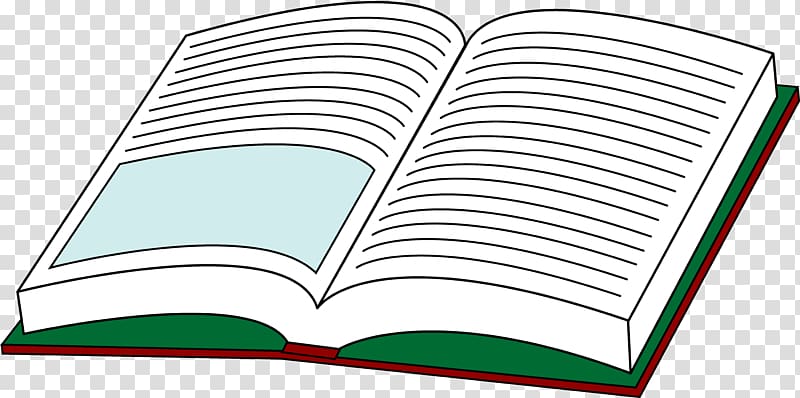 Open book with lined pages and light blue placeholder on left page, green and red cover, transparent background.