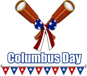 Columbus Day Celebration Image - Patriotic Telescopes & Banner Design