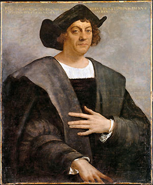 Portrait of a 16th-century man in black attire and hat, hands clasped, Renaissance-style painting.