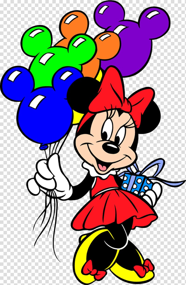 Minnie Mouse with Balloons and Gift - Festive Disney Celebration Clipart