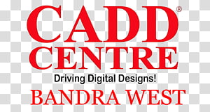 CADD Centre logo in red text with tagline "Driving Digital Designs!" and location "Bandra West" on transparent background.