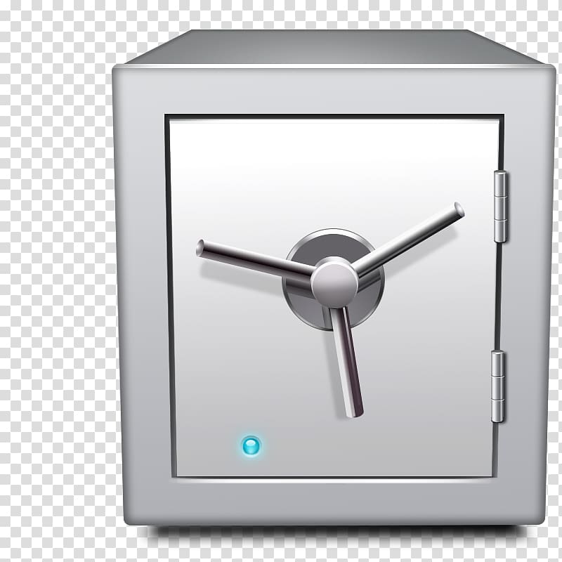 Silver safe with combination lock and blue LED indicator light, closed and secure.