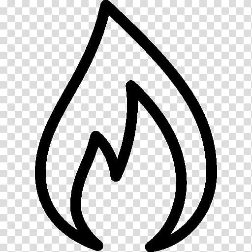 Simple black line drawing of a stylized flame on transparent background.