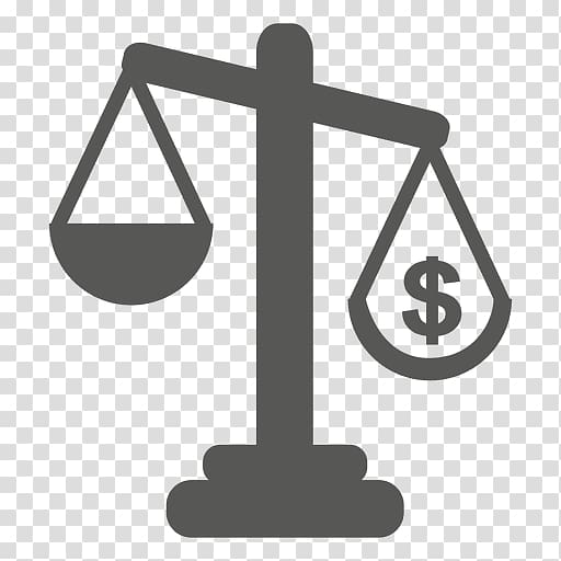 Scales of justice with one side holding a dollar sign, symbolizing economic fairness or financial equity in legal contexts.
