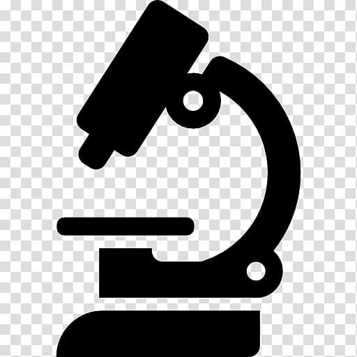Black silhouette icon of a compound microscope on transparent background.