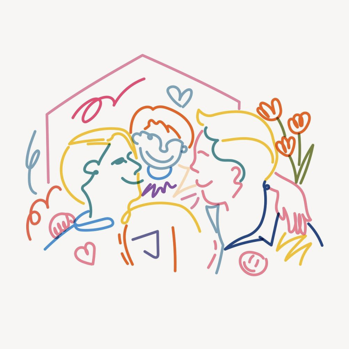 Happy Family Illustration - Warm, Inclusive Home Scene