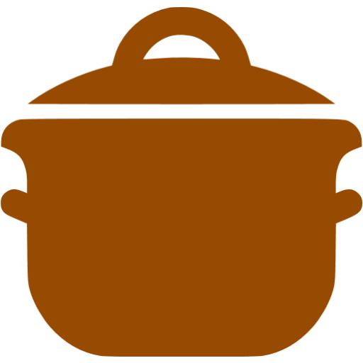Brown silhouette of a lidded cooking pot with side handles and a top handle.