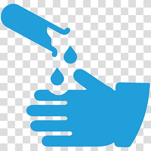 Blue icon showing a pipette dispensing liquid onto an open hand, symbolizing lab safety or hand hygiene.