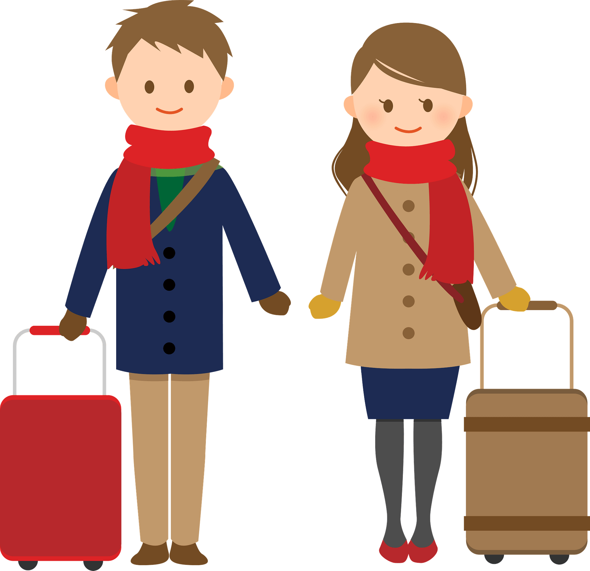 Winter Travel Couple Illustration - Ready for Adventure
