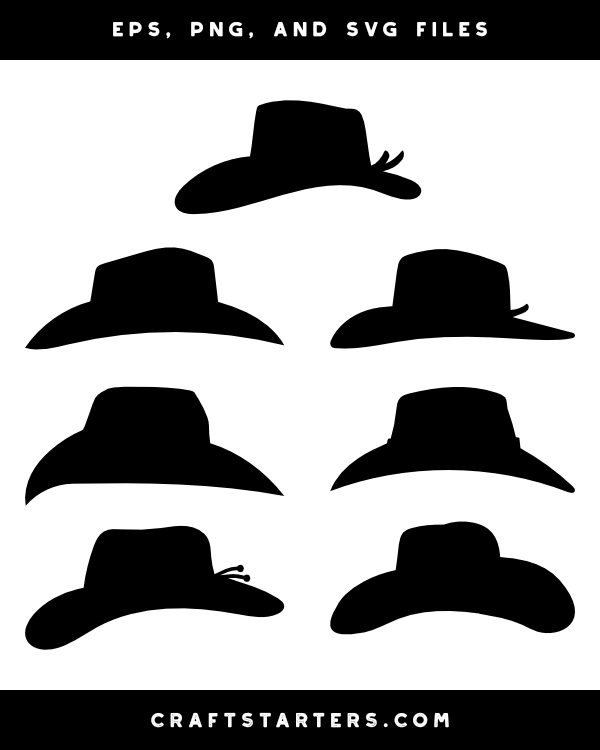 Cowboy Hat Silhouette SVG, PNG & EPS Files - CraftStarters