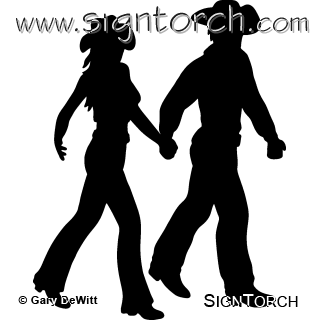 Cowboy and Cowgirl Dancing Silhouette Clip Art | SignTorch