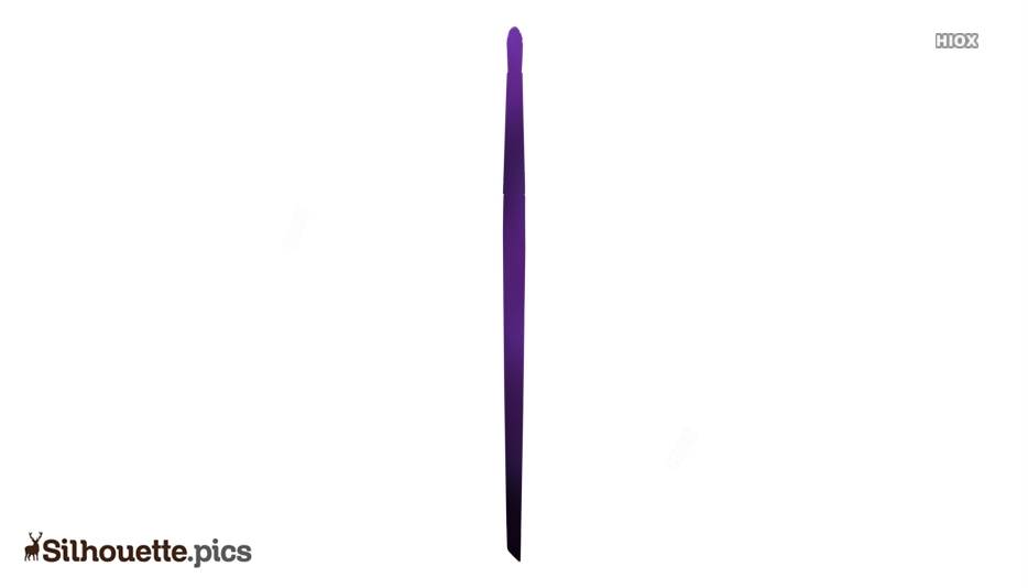 A sleek purple makeup brush with tapered bristles and a slender handle, isolated on white background.