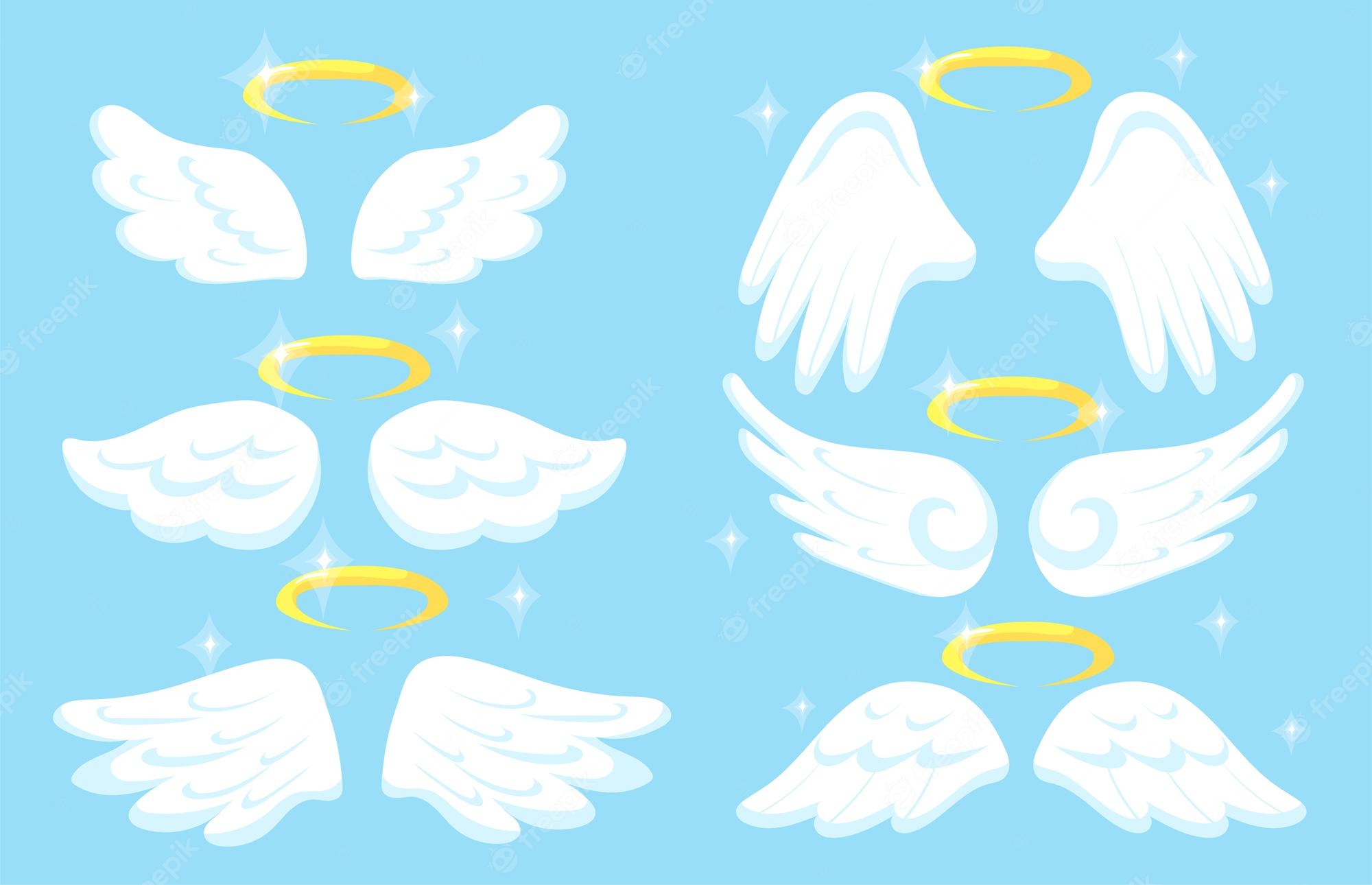 Angel Wings and Halos Clipart Set - Free Vector Illustrations