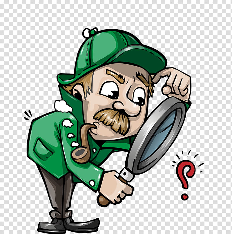 Detective Illustration - Curious Investigator with Magnifying Glass