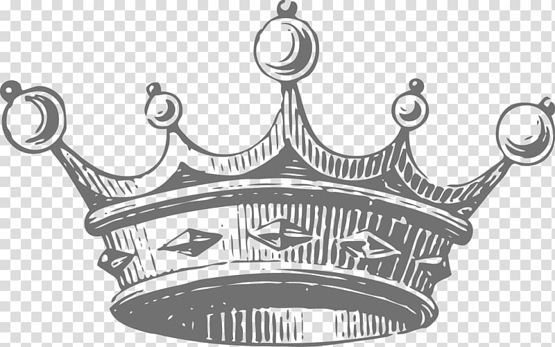 Vintage-style engraved royal crown with five ornate points and decorative band detailing.