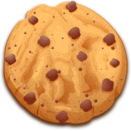 Golden-brown chocolate chip cookie with visible chunks of chocolate and slight cracks on the surface.