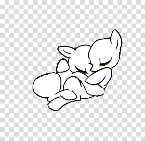 Two cute cartoon animals cuddling peacefully in a cozy embrace.