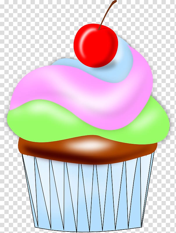 Festive Cupcake with Cherry - Sweet Treat Illustration