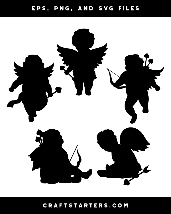Free Cupid Silhouette SVG, PNG & EPS Files for Valentine’s Day Crafts