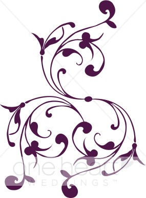 Purple Floral Vine Ornament - Decorative Vector Design for Weddings & Branding