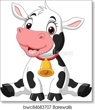 Cute Cartoon Cow with Bell - Free Downloadable Illustration