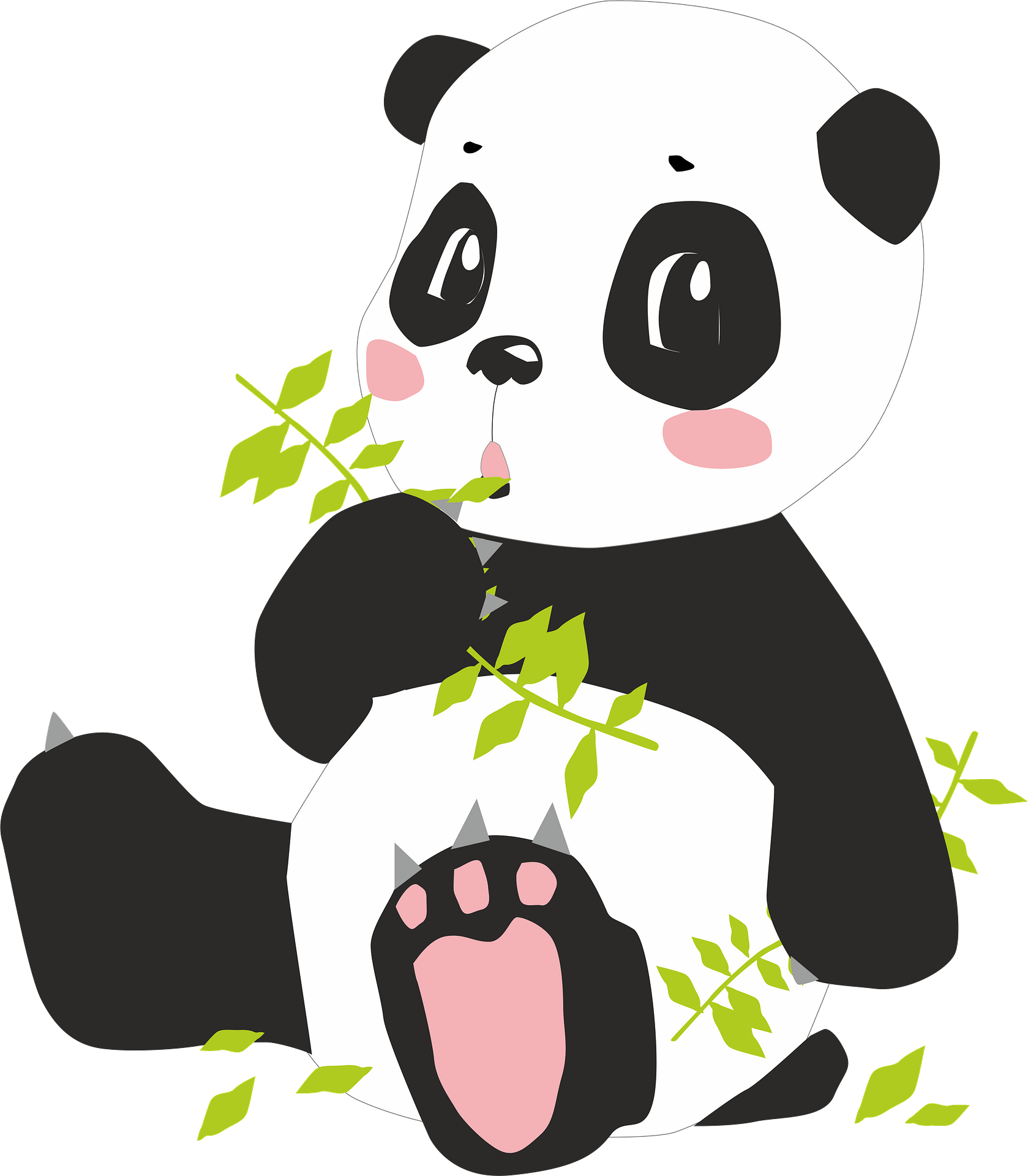Panda Sitting Kawaii Chibi Graphic · Creative Fabrica