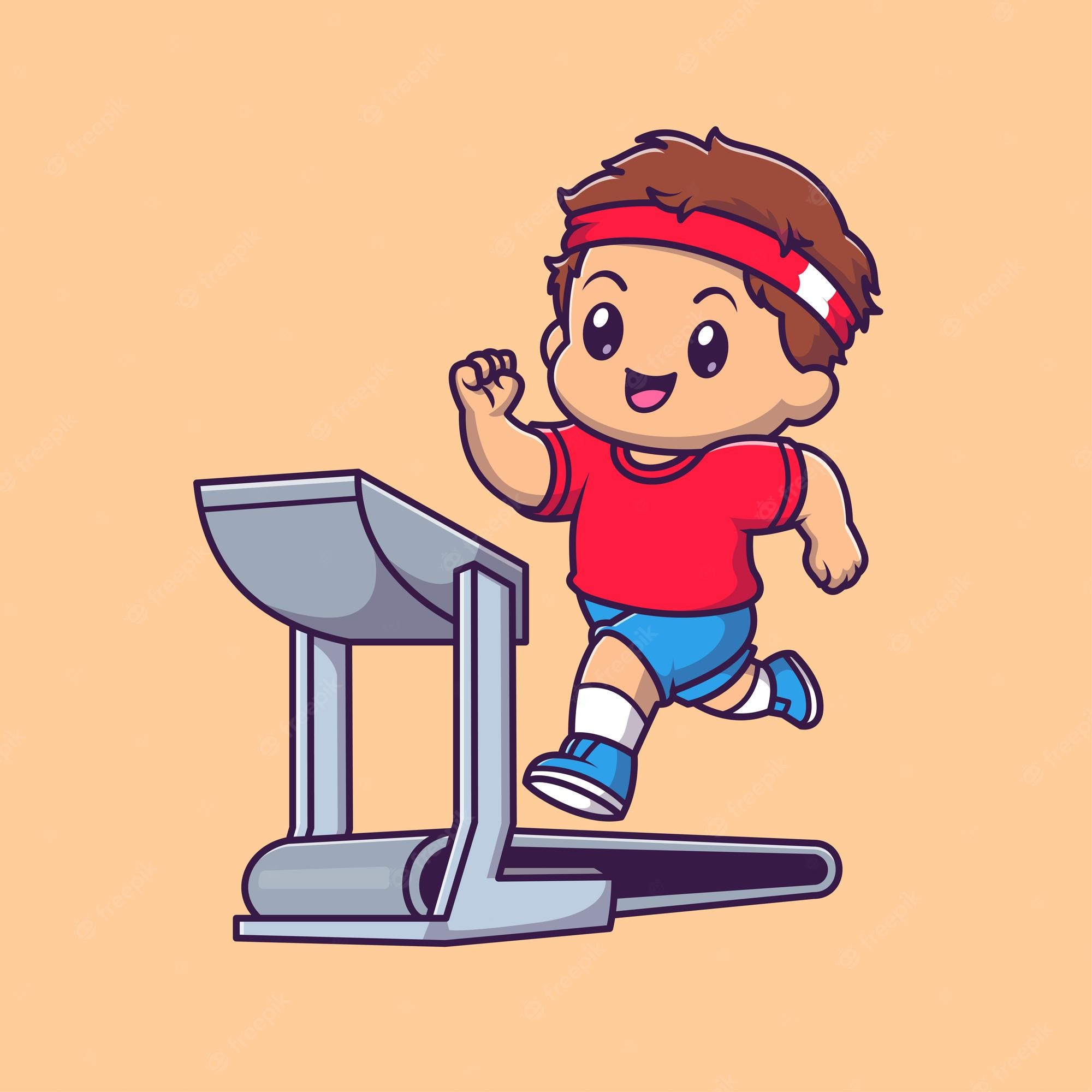 Treadmill exercise cartoon illustration vector free download