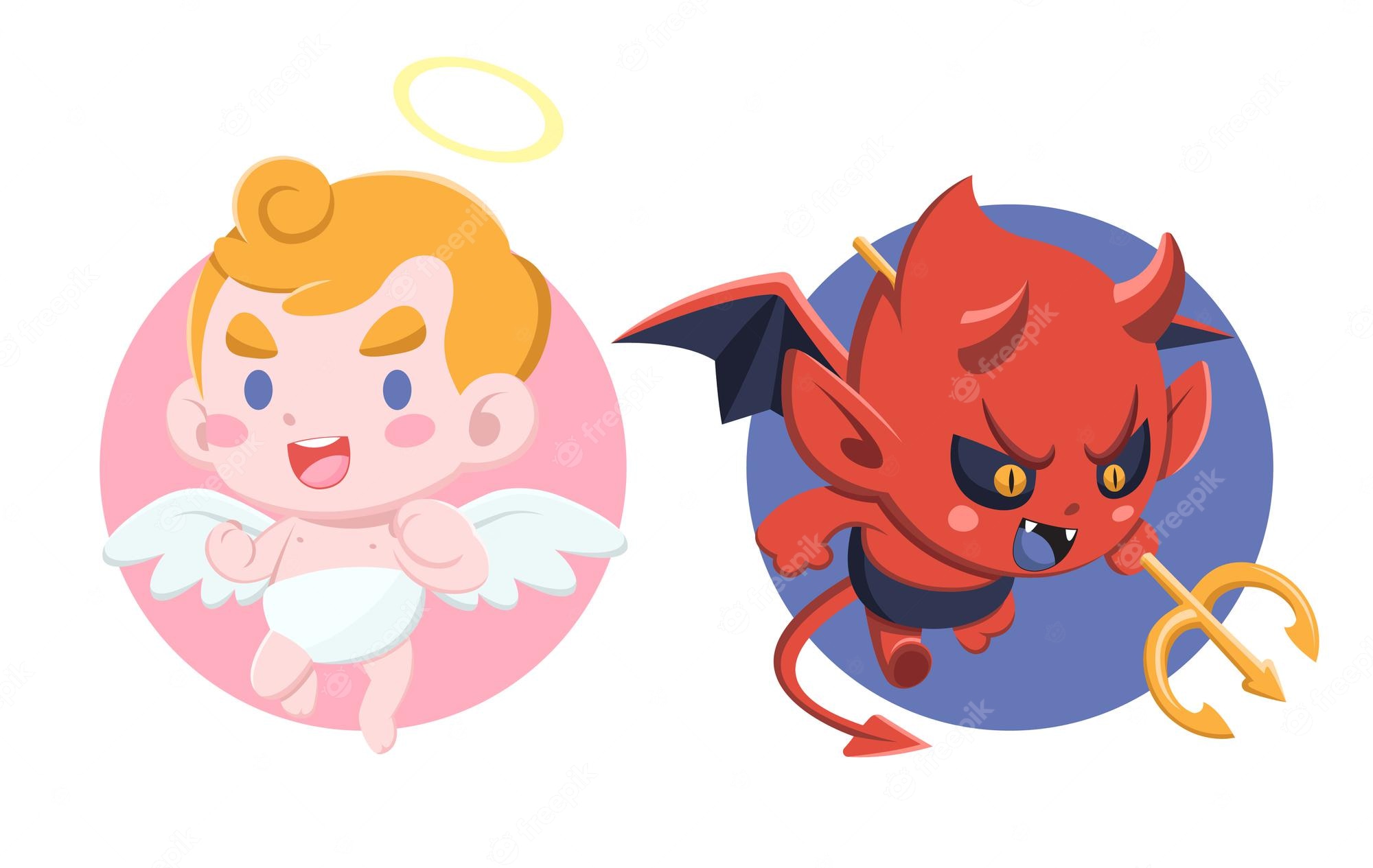 Devil And Angel Cartoon Royalty Free SVG, Cliparts, Vectors, And - Clip ...