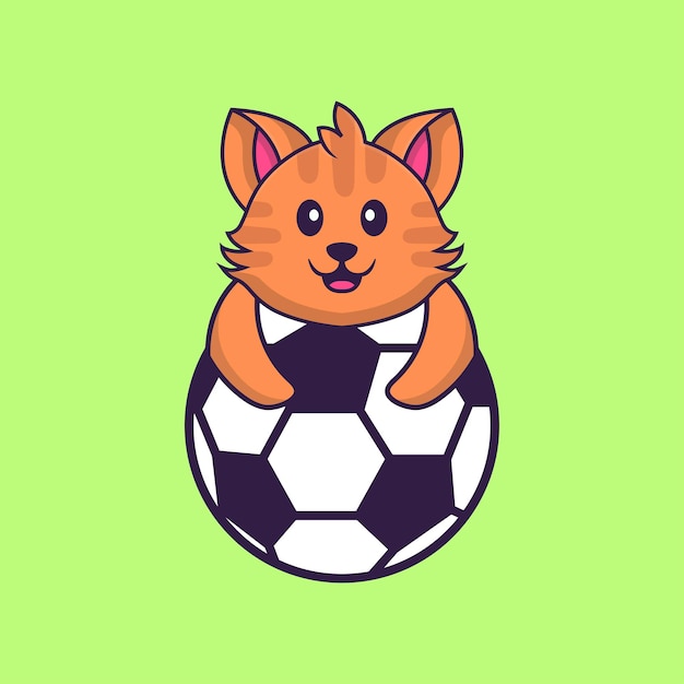 Adorable Kitten with Soccer Ball - Free Vector Illustration for Kids & Sports Themes