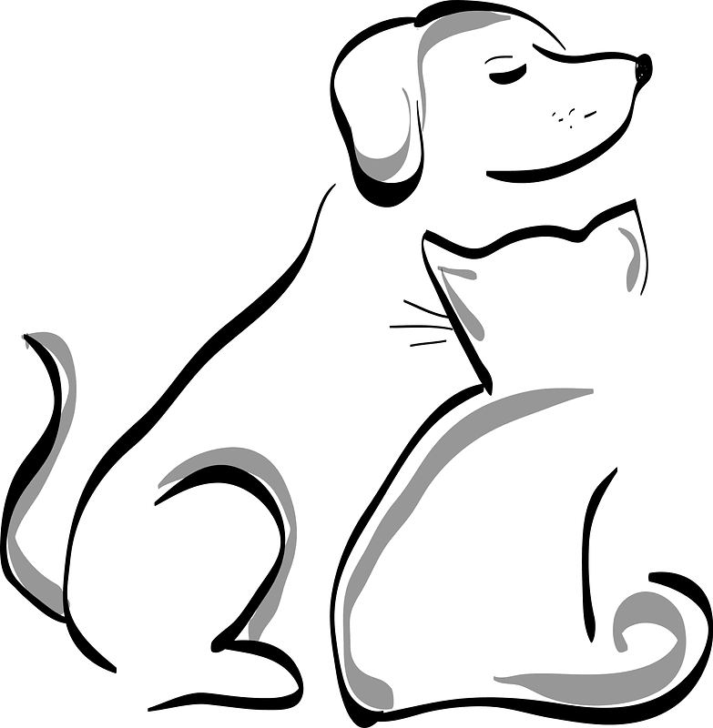 Dog and Cat Sketch Minimalist Cute Art