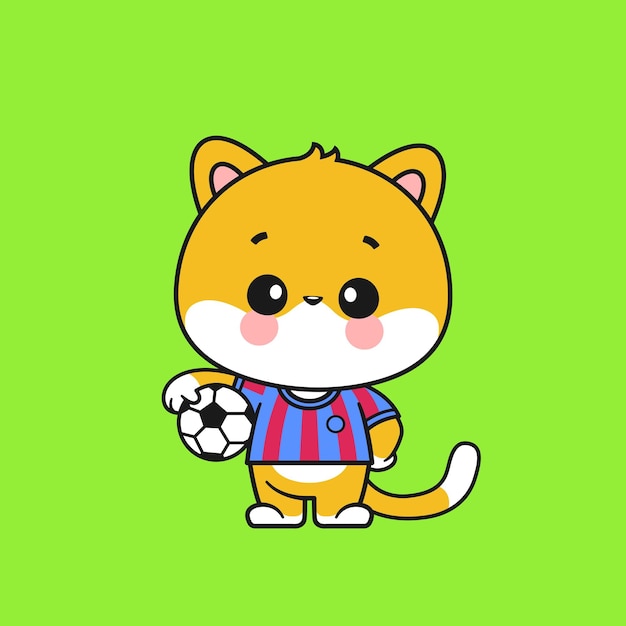 Adorable Cat Soccer Player Cartoon - Free Illustration for Kids & Fans