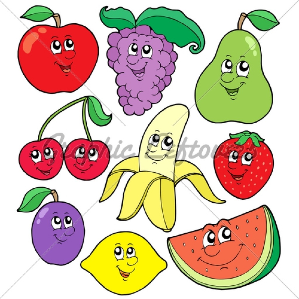 Kawaii Fruit Clipart. Scrapbook Printable Vector .eps and Png