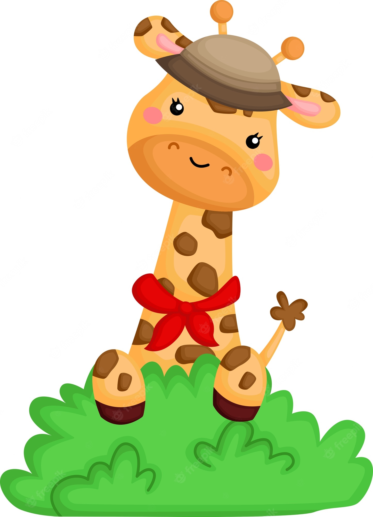 Adorable Cartoon Giraffe in Safari Hat - Free Vector Illustration
