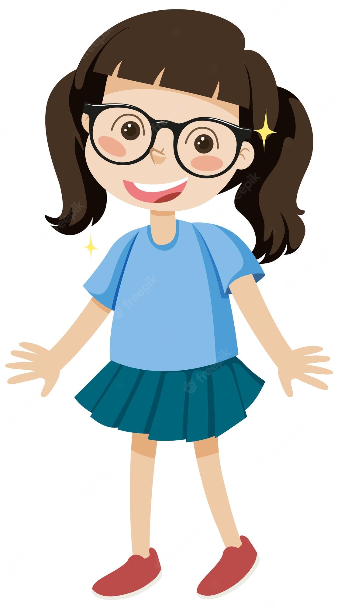 Cute Girl Wearing Glasses Cartoon Character 1308 114926 