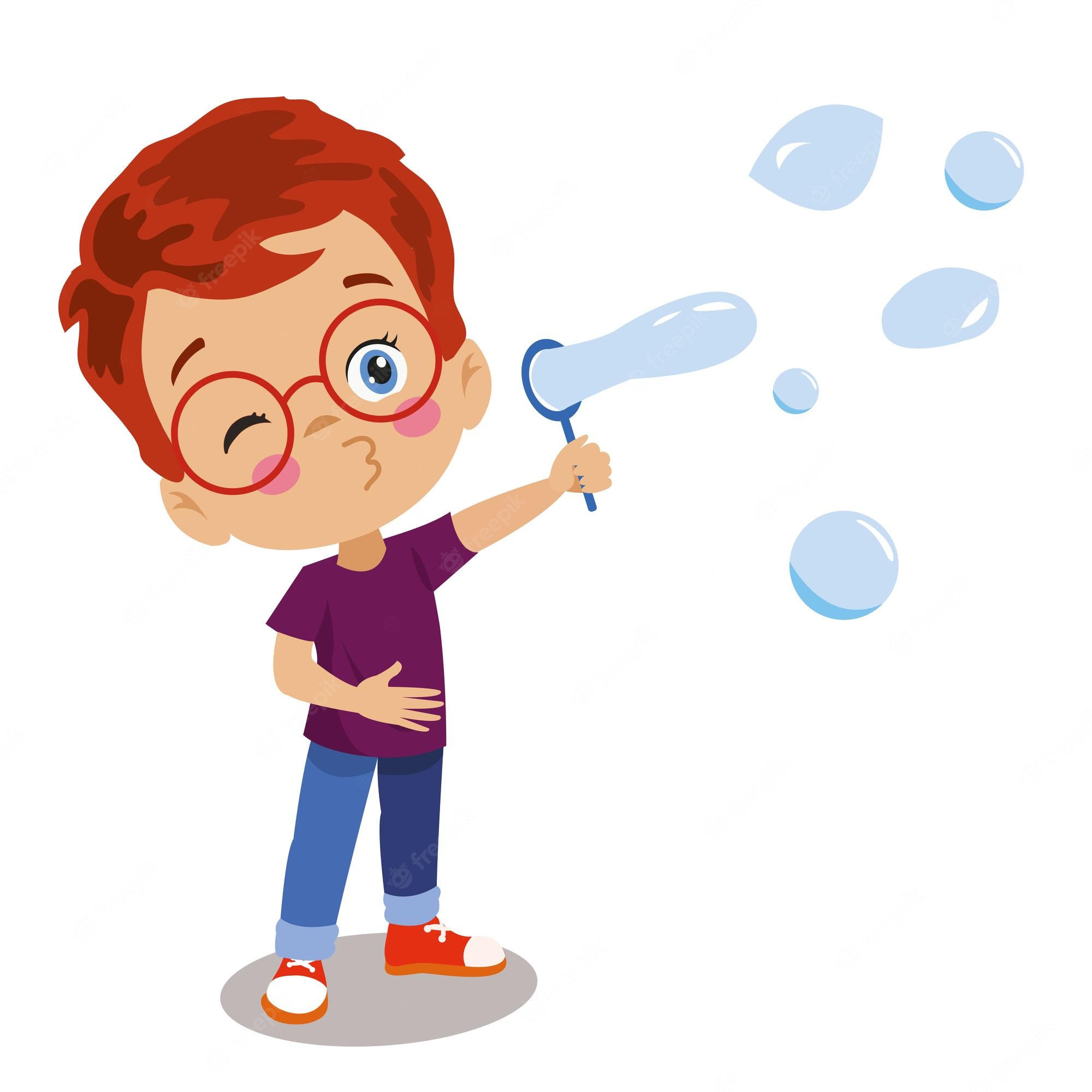Cute Girl Blowing Bubbles On The Lawn Stock Illustration - Clip Art Library