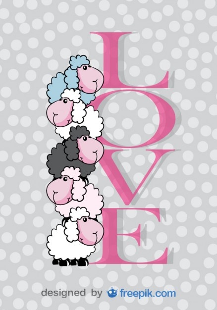 Cute Sheep Love Illustration - Free Vector Download