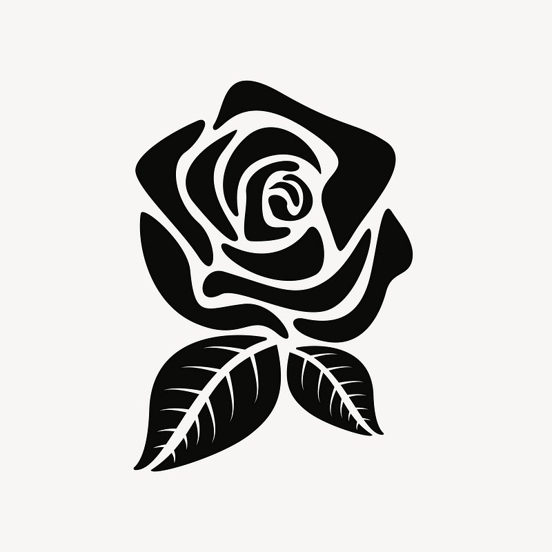 Elegant Black Rose Vector Illustration - Free Download & Usage Guide