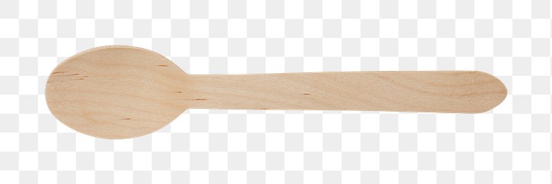 Light-colored wooden spoon with smooth finish and natural grain, isolated on transparent background.