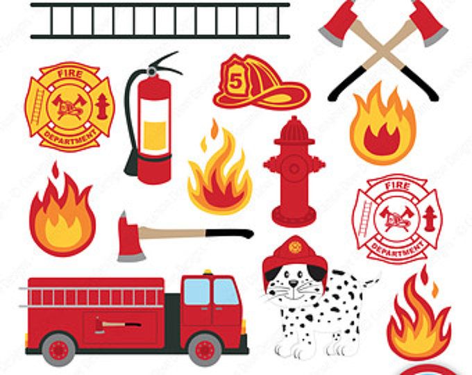 Fire Safety Equipment Icons - Free Clipart for Educational and Emergency Use