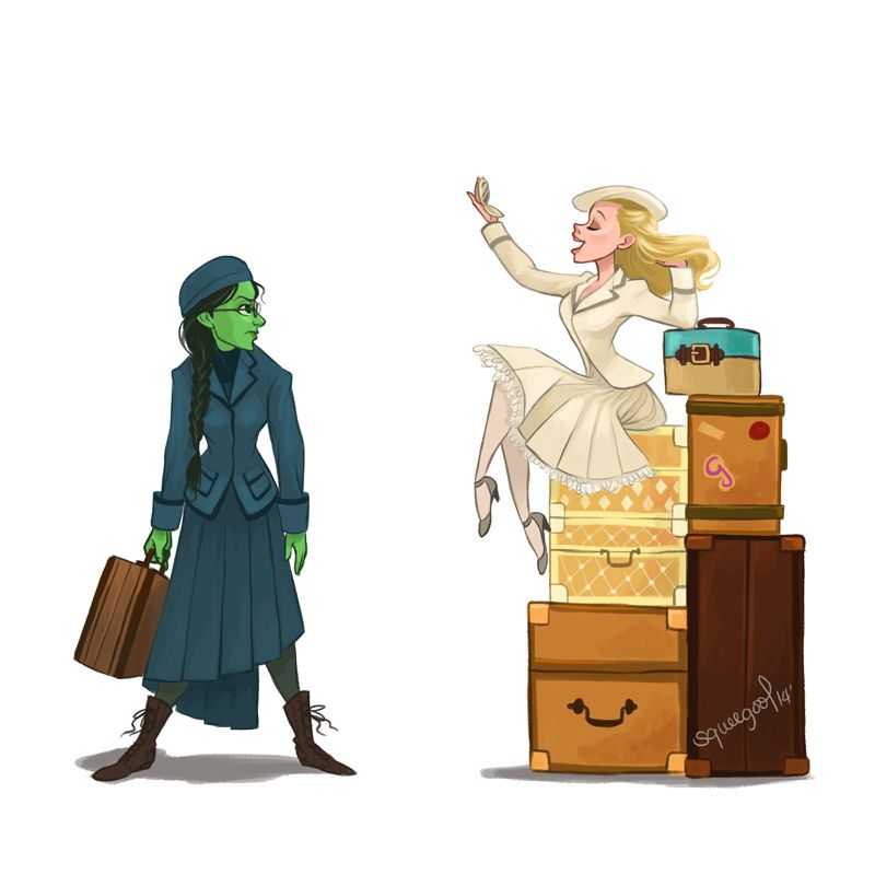 Wicked and Glinda Travel Illustration - Artistic Fan Art