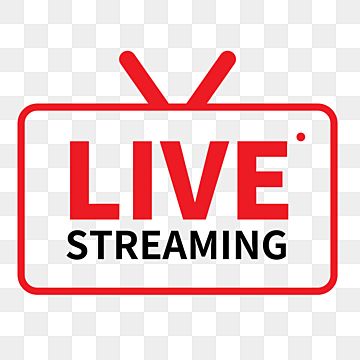 Red "LIVE STREAMING" logo with TV antenna icon on transparent background.