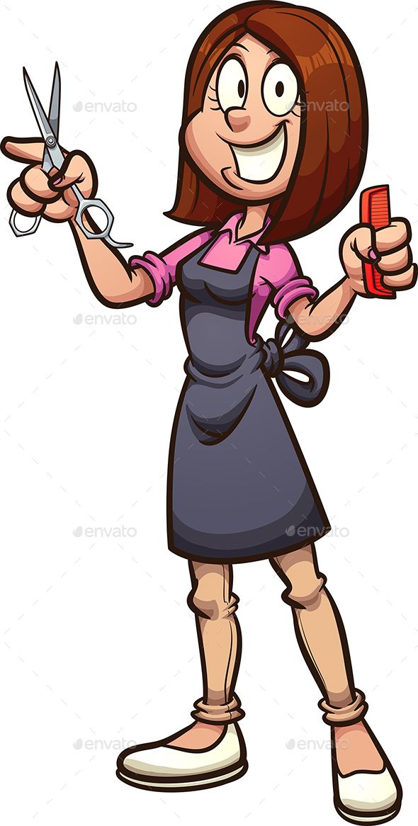 Professional Hair Stylist Cartoon Illustration for Salon Websites