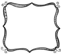 Decorative black-and-white hand-drawn ornamental border frame with swirls, triangles, and zigzag patterns.