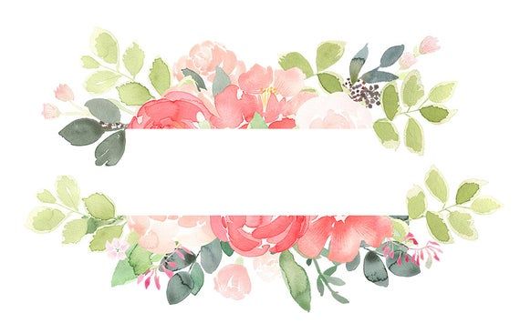 Watercolor floral frame with pink peonies, green leaves, and white blank space for text or design.