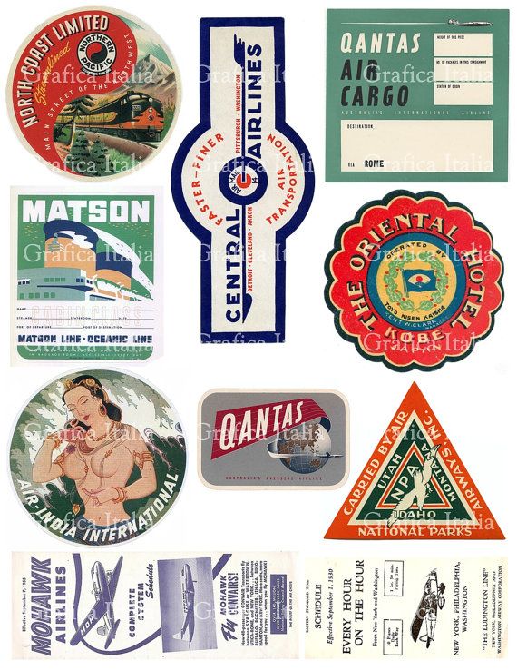 Vintage Airline & Travel Luggage Labels Collection - Retro Aviation Memorabilia