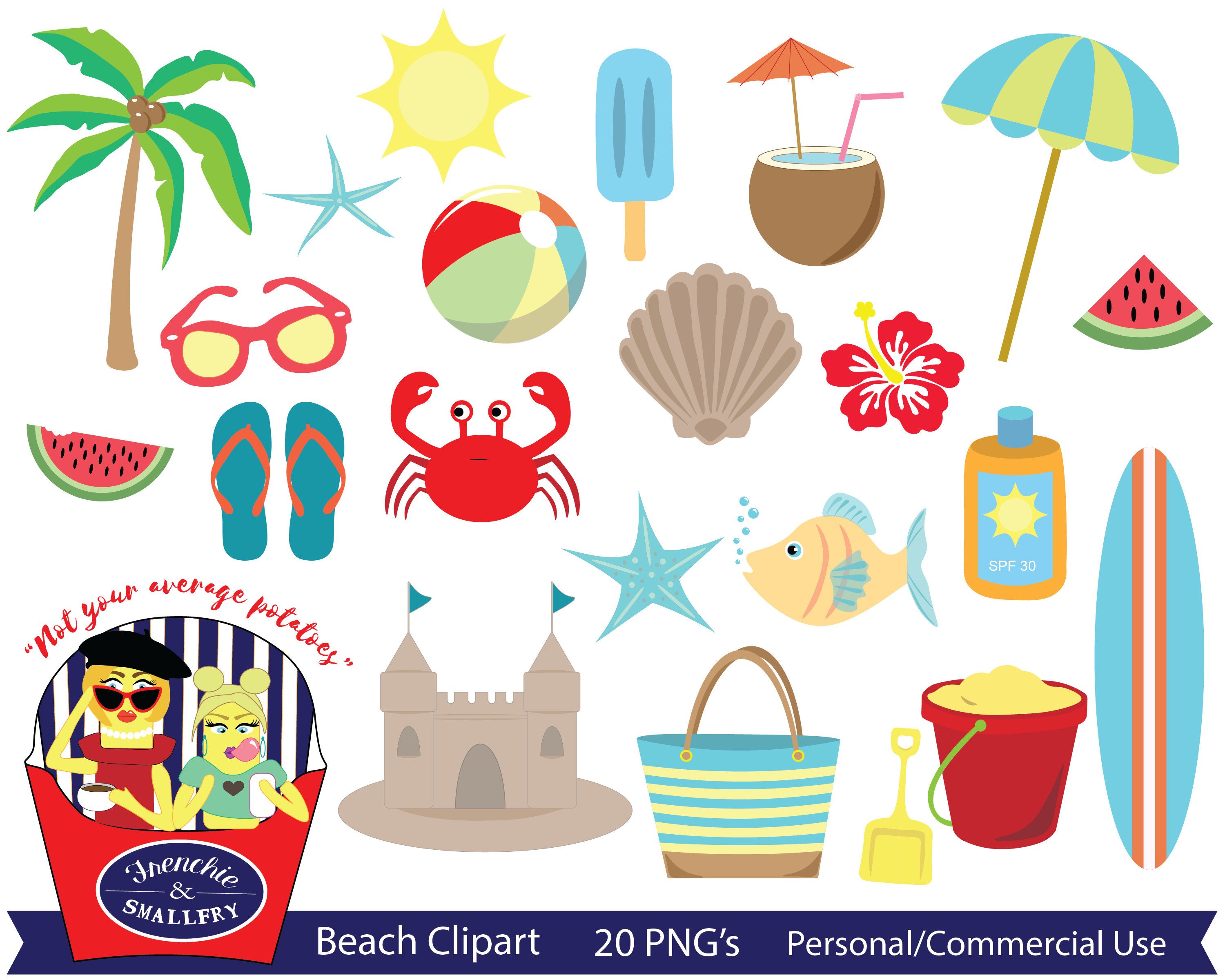 Beach Objects Clipart With Lifeguard and Borders - Clip Art Library